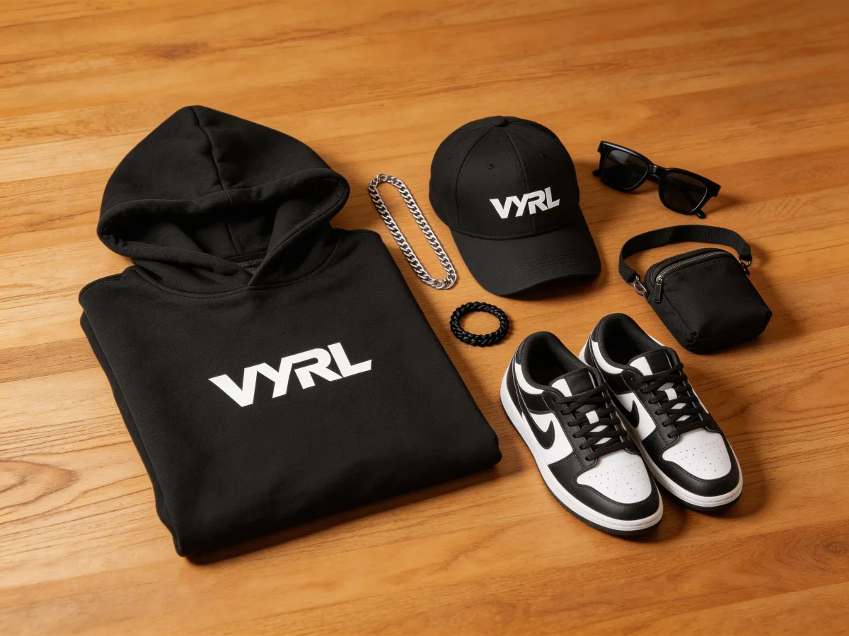 AI Model - Flatlay — Auto-Styling: AI adds complementary props, textures, and accents that fit your product categor