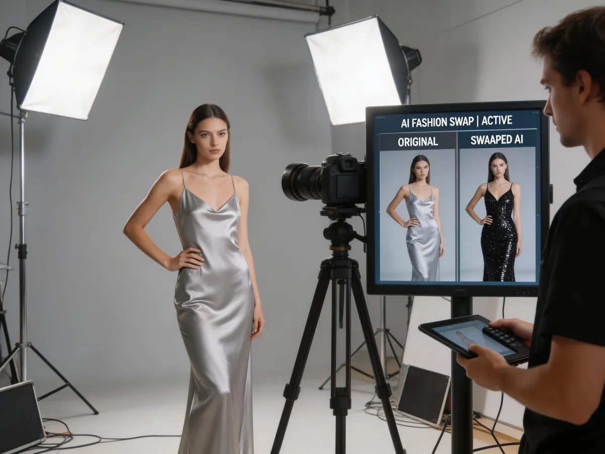 AI Model Swap — Bulk Swap: Swap models across an entire product line at once. One reference, dozens of upda