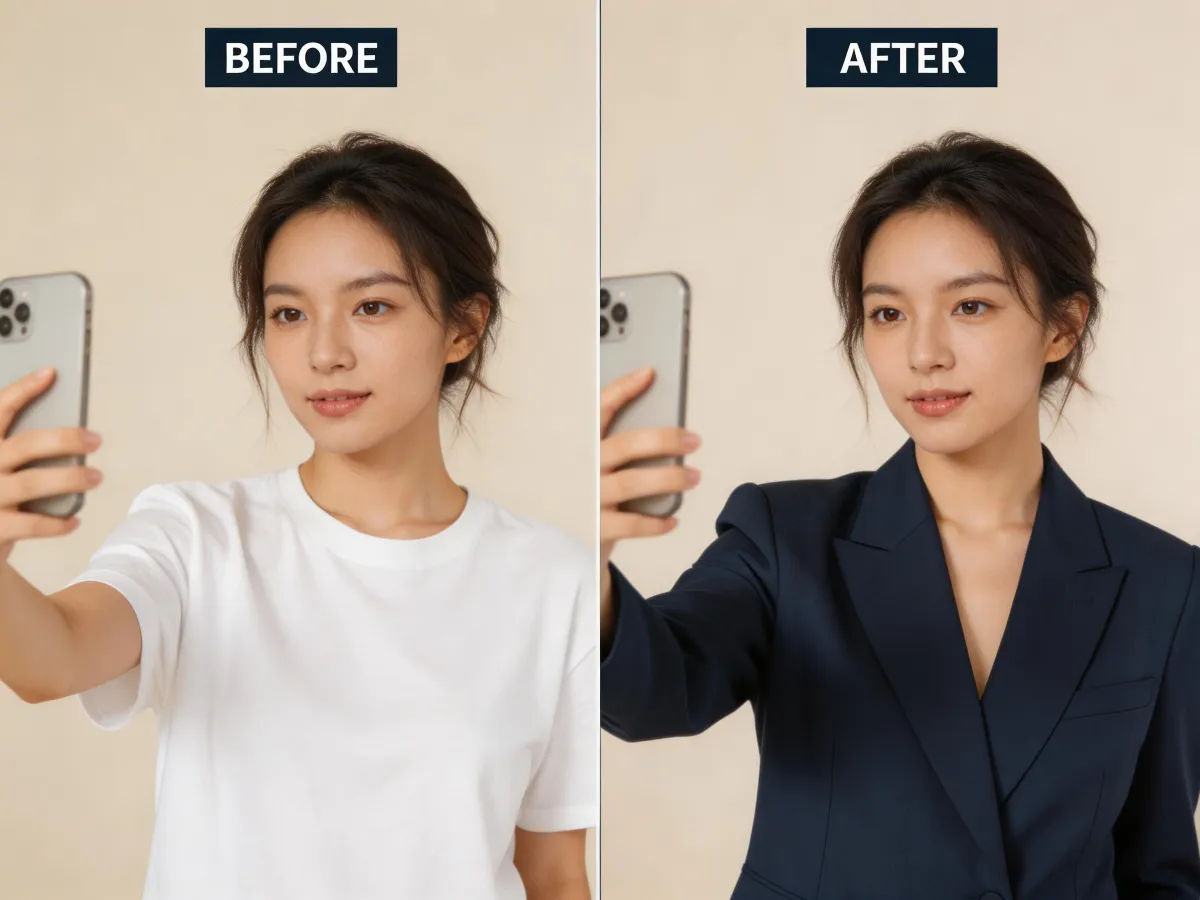 Virtual Try-On — Any Angle: Works with front, side, and three-quarter poses. Upload selfies, full-body shots