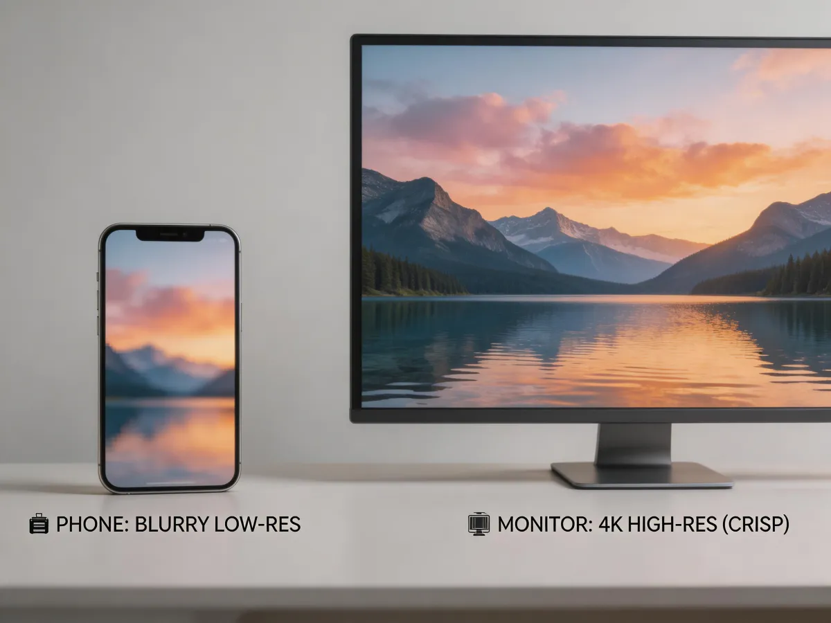 Image Upscaler — Face Enhancement: Dedicated face detection sharpens portraits and selfies. Eyes, skin, and hair ge