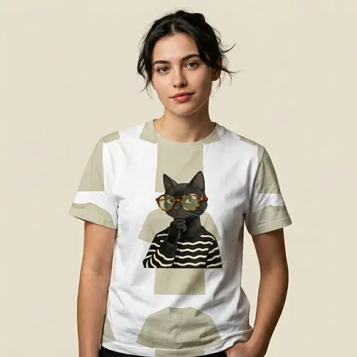 The Sophisticated Scholar Cat | Unisex Garment Dyed Creator 2.0 Vintage T-Shirt | Stanley/Stella SATU041 preview image