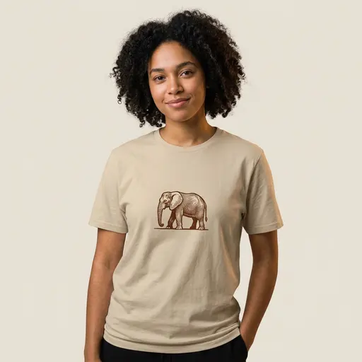 Parallel Pachyderm Linocut | Unisex Organic Cotton T-Shirt | Stanley/Stella STTU169 preview image