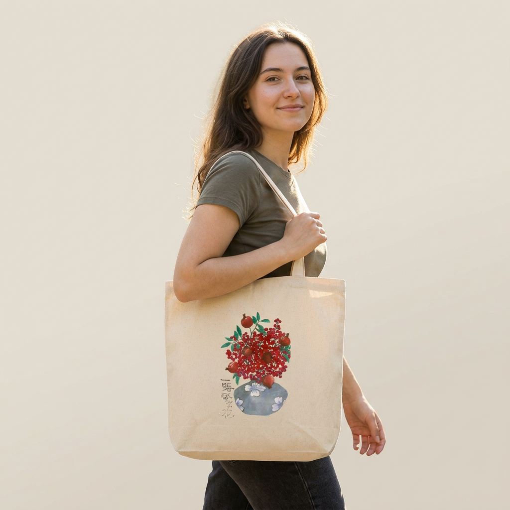 Ink Wash Pomegranate Still Life: One Road Full of Blooms