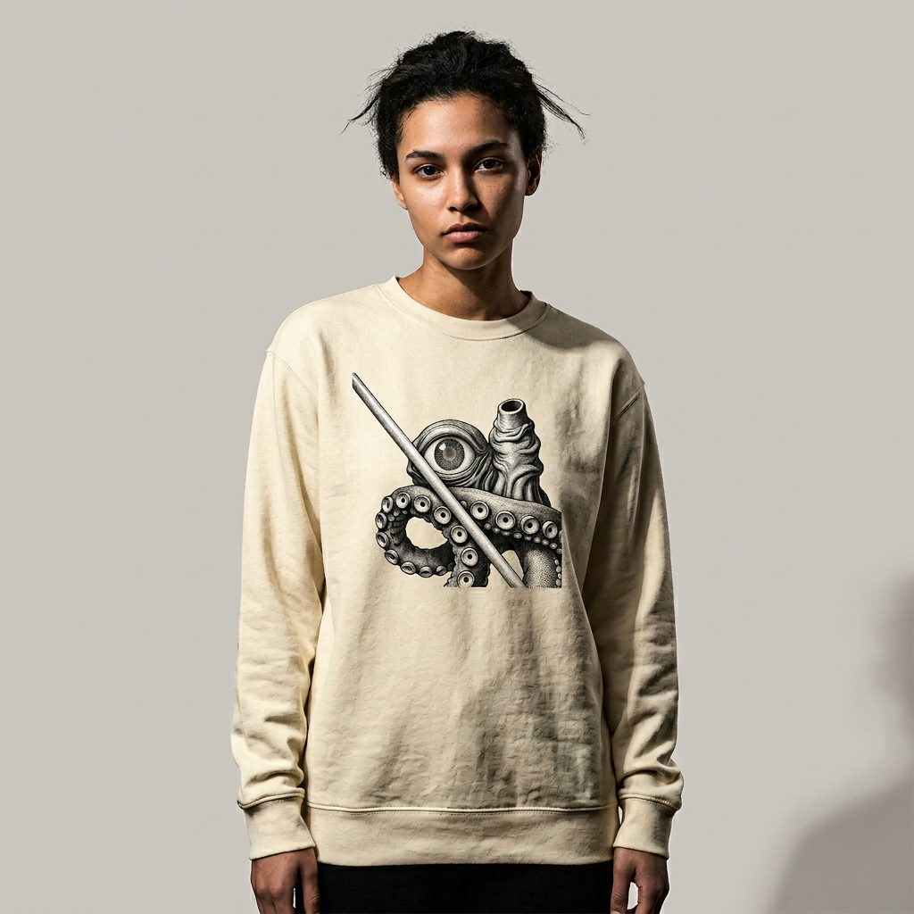 Stippled Lovecraftian Octopus Close-Up