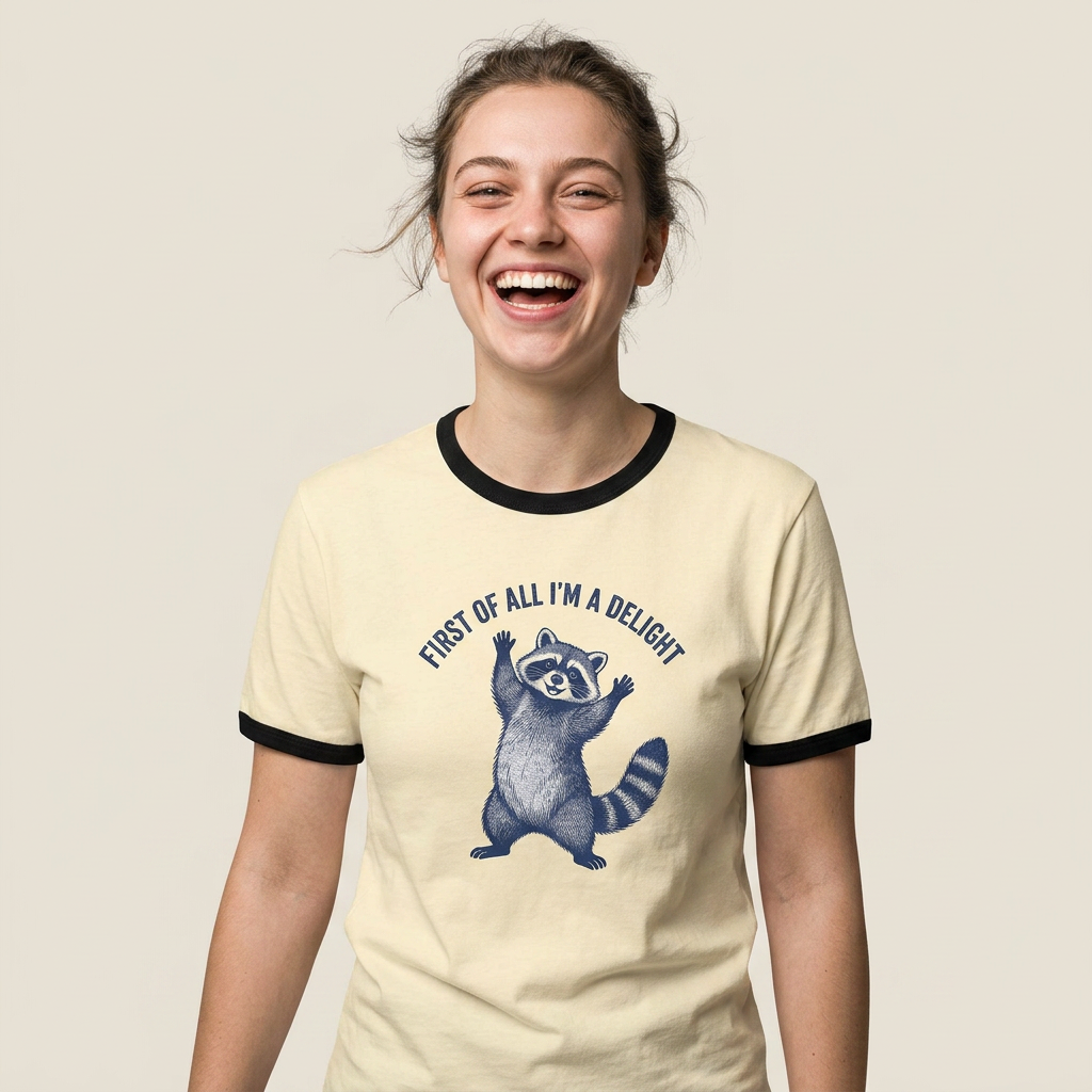 Delightful Raccoon Vintage Print