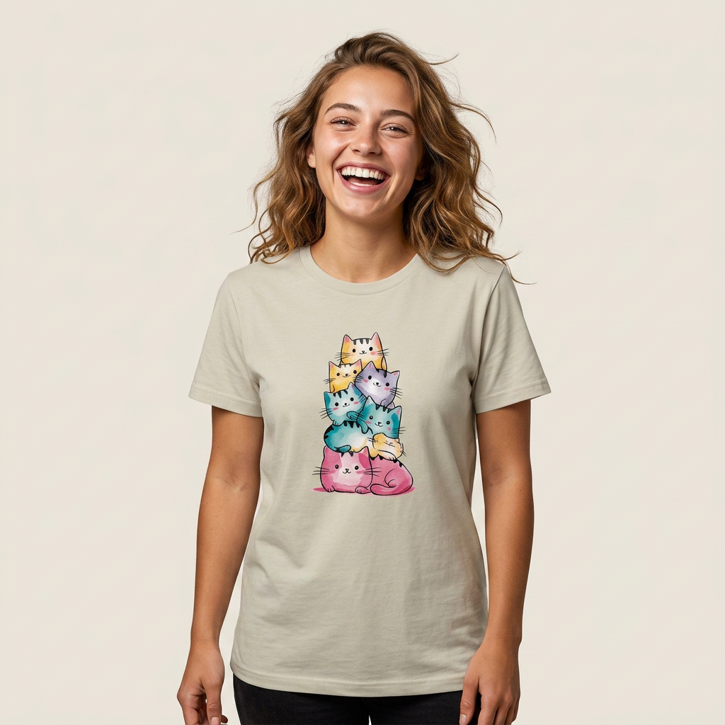 Whimsical Watercolor Cat Tower